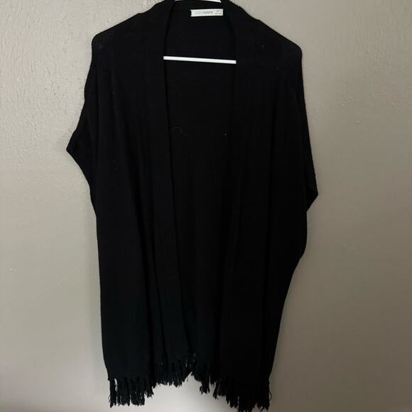 SUBTLELUXURY Black Cardigan 100% Cashmere Fringe Cardigan Size M/L comfort - Picture 1 of 8